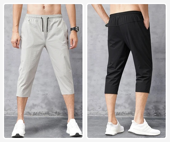 Men's Four-Way Stretch Cropped Pants – Lightweight Casual Sports Trousers